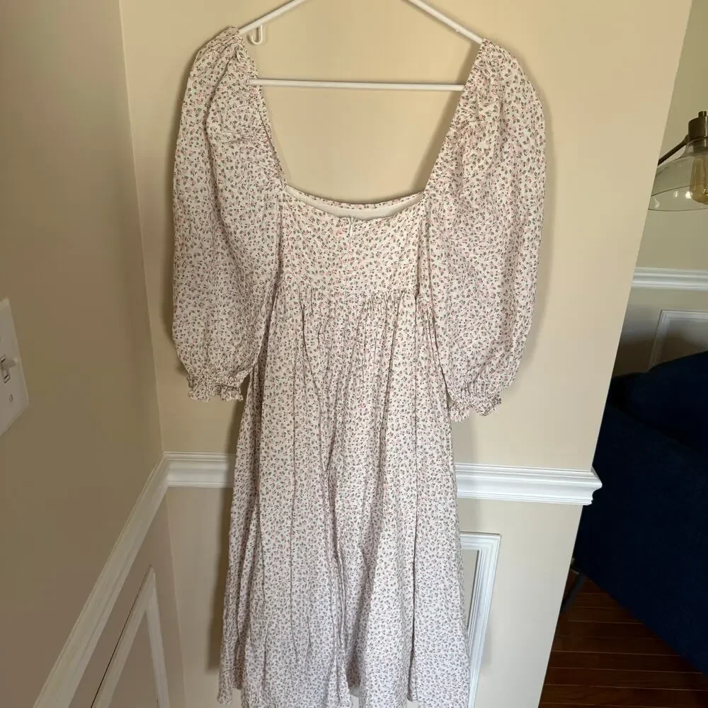 STORIA NWOT Floral Puff Sleeve Tiered Maxi Dress Summer Fairycore Preppy Boho - Picture 6 of 15